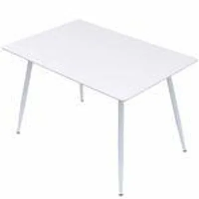 Produktbild von Esstisch Emilia ausziehbar 120-150-180 x 80 cm 4-10 Personen Küchentisch mit Metallgestell für Küche, Esszimmer Holz Optik,Farbe:Weiß