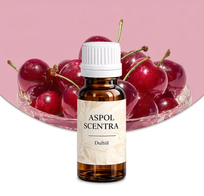 Produktbild von Aspol Scentra Kirsche und Vanille UFIGREEN Duftöl für Kerzen und Diffusoren 20 ml, KI-generiertes Bild