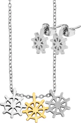 Produktbild von Akzent Edelstahl Schmuckset, Kette + Ohrstecker