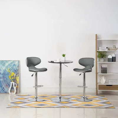 Produktbild von The Living Store Barhocker 2 Stk. Grau Kunstleder