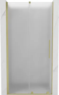 Produktbild von Mexen Velar Schiebetür Duschabtrennung 100 cm, Frost, gebürstetes Gold - 871-100-000-31-55