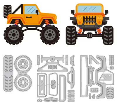 Produktbild von Stanzschablone Monstertruck Pickup Truck - Aus Kohlenstoffstahl - Für Scrapbooking und Kartenherstellung