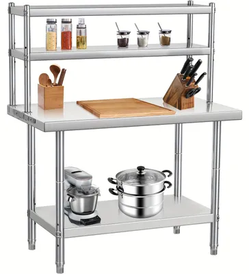 Obrázok produktu pre Pracovný stôl z nehrdzavejúcej ocele - pracovná doska - pracovná doska do kuchyne - pracovná doska do garáže - 99,06 x 60,96 cm - vysoká nosnosť až 660 kg