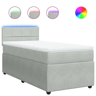 Produktbild von vidaXL Boxspringbett mit Matratze Hellgrau 90x190 cm Samt