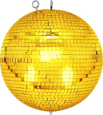Produktbild von Spiegelkugel mit Sicherheitsöse 30cm gold // Discokugel - Mirrorball 30cm gold