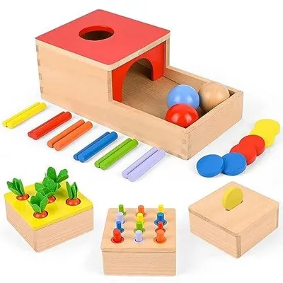 Zdjęcie produktu dla Zabawka drewniana 4 w 1 montessori dla dzieci edukacyjna prezent