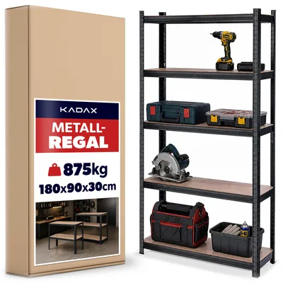 Immagine prodotto di KADAX Garage scaffale in metallo, 5 ripiani, 180 x 90 x 30 cm, 875 kg