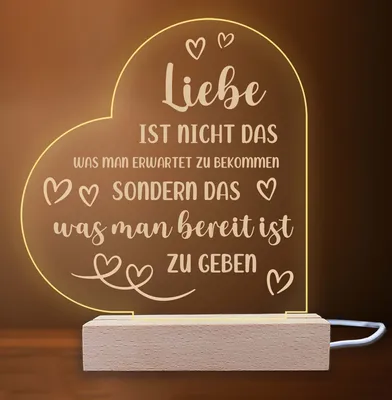 Produktbild von INDIGOS UG - LED Nachttischlampe - Herz links - Spruch 7 - Liebe, Familie, Mama, Papa - Herz mit Spruch - Nachtlicht - 3D-LED-Lampe  - Geschenk, Geburtstag, Weihnachten, Muttertag, Vatertag