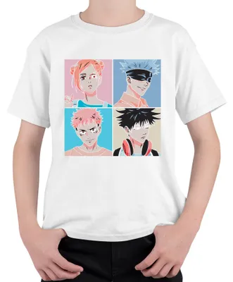 Produktbild von Jujutsu Kaisen Anime Poster Gojo Itadori Fushiguro Kugisaki Kinder T-Shirt, Weiß, 140
