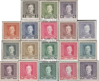 Produktbild von Briefmarken Österr.-Bosnien-Herzeg. 1917 Mi 124-141 (kompl.Ausg.) gestempelt Karl I.