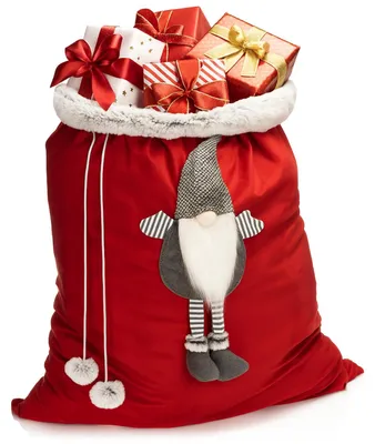 Productafbeelding van COM-FOUR® Premium XL kerstzak - rode cadeauzak om te vullen - kerstzak met pompons en kabouters als decoratie en een prachtige cadeauverpakking