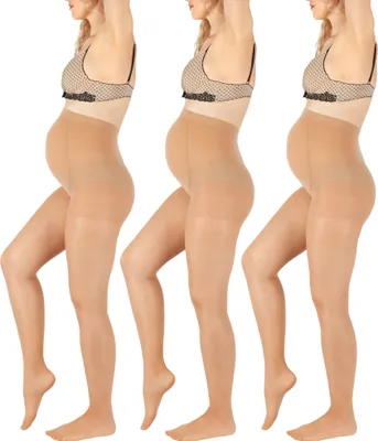 Produktbild von Bananalu Strumpfhose für Schwangere 40 Den Umstandsstrumpfhose Mama 40 Natural 3er Set L