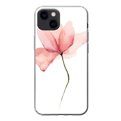 Produktbild von MuchoWow® Handyhülle Schutzhülle Hülle für iPhone 13 mini Blumen - Aquarell - Rosa Silikon Softcase Handy Hülle - Softcase