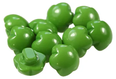 10 x Kinderknopf Blume Motivknopf 1-Loch, 11mm, grün