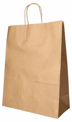Produktbild von 125x Papiertragetaschen mit Papierkordel Kordeltaschen 35 x 26 x 12 cm braun