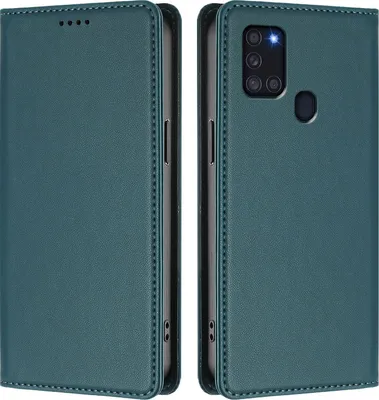 Image de Etui en cuir pour Samsung Galaxy A21S, étui magnétique en cuirPolyuréthaneavec support Vert