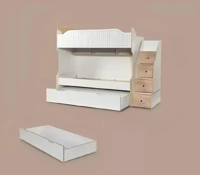 Produktbild von Etagenbett Kinderbett Hochbett Doppelstockbett Holz Kinderzimmer Weiß Bett Neu