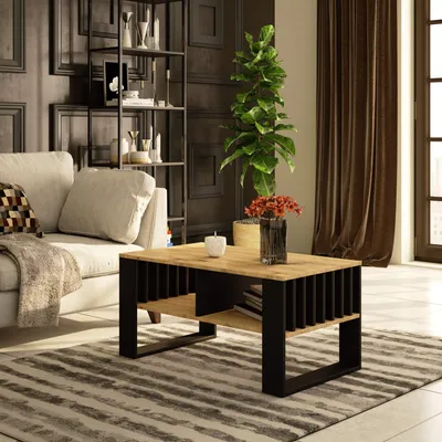 Produktbild von Couchtisch mit 92x53cm | Kaffeetisch | Wohnzimmertisch in Artisan-Eiche