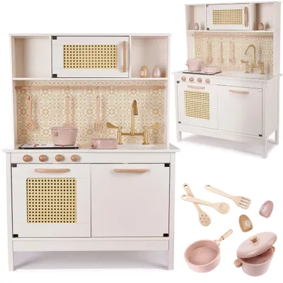 Obrázok produktu pre Aga Detská drevená retro kuchynka MDF BOHO s príslušenstvom