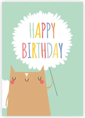 Produktbild von Lustige Katzen Geburtstagskarte mit bunter happy Birthday Blume