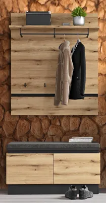 Produktbild von Garderoben-Set >Corte< (2-teilig) Evoke Eiche Nachbildung - 101x201x45 BxHxT