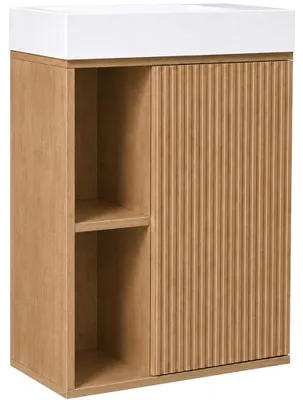 Obrázok produktu pre Skrinka pod umývadlo do kúpeľne Sofia – dub medový + umývadlo z liateho mramoru Sofia – biela, matná – 50x70x25 cm