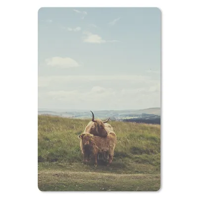 Produktbild von MuchoWow® Mauspad Mousepad Schottische Highlander - Gras - Wolken - Tiere 18x27 cm - Mousepads - Maus Mat - Pad - Mausunterlage