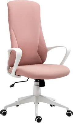 Zdjęcie produktu dla Fotel biurowy Vinsetto z funkcją bujania, krzesło biurowe z regulacją wysokości, ergonomiczne krzesło komputerowe, obrotowe krzesło komputerowe do domowego biura, tkanina elastyczna, różowy