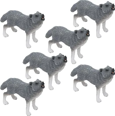 Produktbild von 6 Stück Wolf-Figur, Spielzeug, lebensechtes pädagogisches arktisches Tiermodell für Sammlung, Geschenk, Kuchendekoration