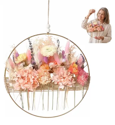 Trockenblumenkranz, Türkranz, 25 cm, rosa, DIY
