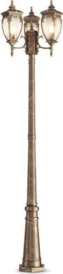 Immagine prodotto di Candelabro in vetro alluminio E27 IP44 alto 239 cm in oro antico Lampada da terra rustica a 3 luci per esterni