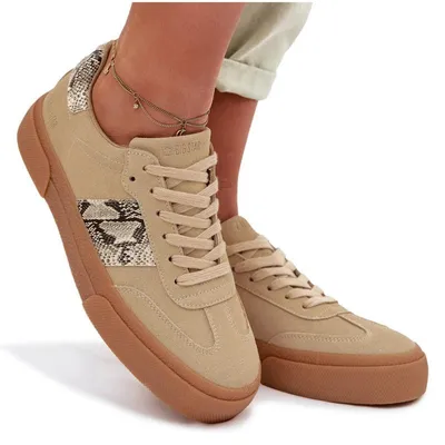 Zdjęcie produktu dla Sneakersy Damskie Ze Wstawkami Skóry Węża Big Star TT274298 Beżowe 38