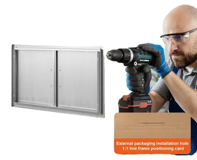 Obrázok produktu pre Prístupové dvierka na gril VEVOR, 990 x 660 mm, Dvojité dvierka do vonkajšej kuchyne, Dvierka z nehrdzavejúcej ocele na zapustenie, Vertikálne nástenné dvierka s držadlami a háčikmi, pre grilovací ostrovček, grilovaciu stanicu, vonkajšiu skrinku