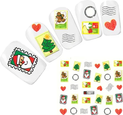 Produktbild von Tattoo Nail Art Nikolaus Santa Weihnachten Weihnachtsmann Aufkleber Nagel Sticker