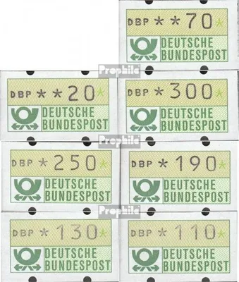 Produktbild von Briefmarken BRD (BR.Deutschland) 1981 Mi ATM1, Satz 2 komplett (20,70,110,130,190,250,300) gestempelt Automatenmarke