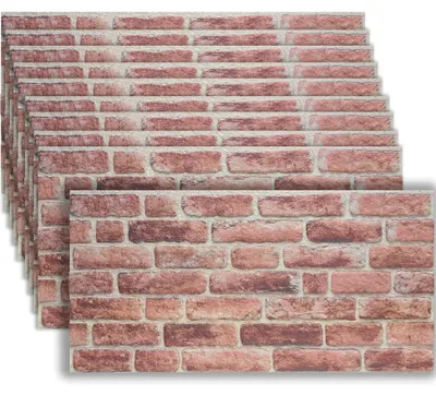 Produktbild von tectake® 3D Wandpaneele Steinoptik, wetterfest, 10er Set, 100x50cm, 2cm, 5m², dunkelrotbraun