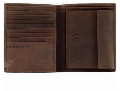 Produktbild von Hunter RFID Münzgeldbörse Combi Style 13CC Metall-Logo Braun