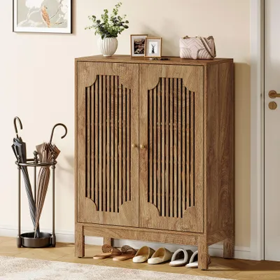 Produktbild von Tribesigns Schuhschrank, Schuhregal mit 6 Etagen und Türen, Schuhaufbewahrung aus Holz mit verstellbaren Ablagen für Eingangsbereich, Wohnzimmer