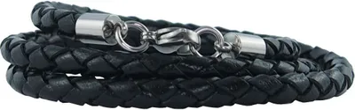 Immagine prodotto di König Design: collana in pelle, bracciale in pelle, 7 mm, da uomo, lunghezza 17 cm - 100 cm, intrecciata, lunghezza: 85 cm, colore: nero