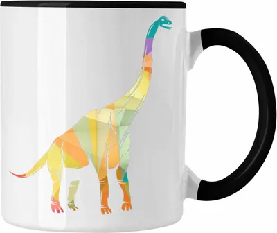 Produktbild von Trendation - Dinosaurier Brachiosaurus Tasse Polygon Grafik Bunt (Schwarz)