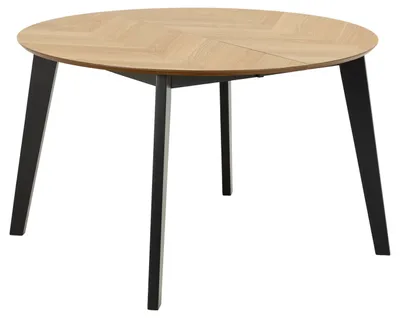Produktbild von Georgetown Esstisch Ø120/198 cm inkl. 2 Zusatzplatten, Fischgräte, Eiche Nachbildung.