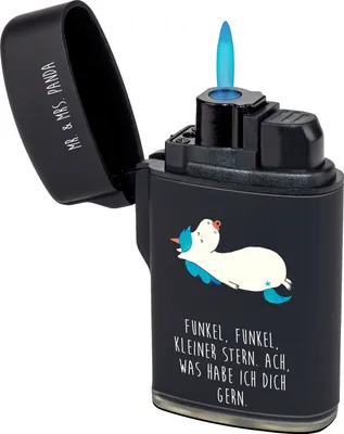 Produktbild von Mr. & Mrs. Panda Feuerzeug Einhorn Schnuller - Schwarz - Geschenk, sturmfeuerzeuge, Geburt, zigarettenanzünder, sturmfeuerzeug, Geburtstag, Mutter, Feuerzeuge, Unicorn