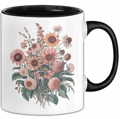 Produktbild von Botanische Blumen Tasse Geschenk Lustige Geschenkidee Spruch (Schwarz)