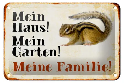 Produktbild von Blechschild Tiere 18x12cm Eichhörnchen mein Haus Garten