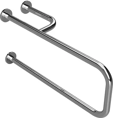 Produktbild von BELP Stützgriff Rechts Edelstahl poliert mit Abdeckung 235x380x776 mm, 120 kg Traglast für Bad & WC >> zum Bohren