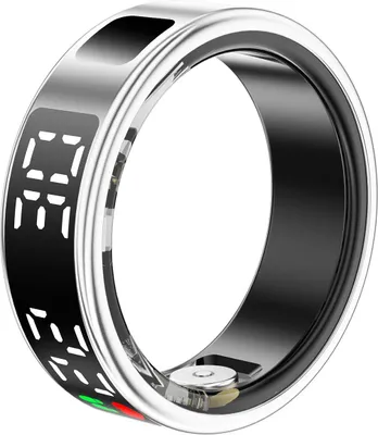 Produktbild von Avizar, Smart Ring Größe 8 Saturn Mit LED Display und Ladetui, Silber