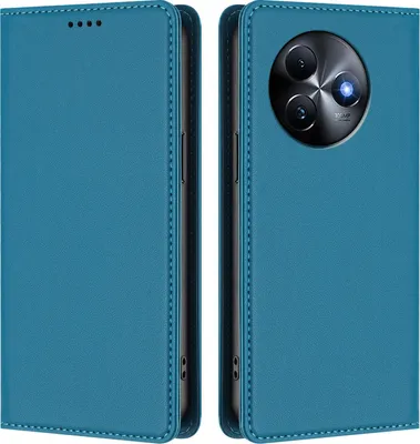 Image de Étui en cuir pour itel S24, étui à rabat magnétique en cuirPolyuréthaneavec support, bleu lac