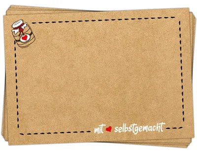 Produktbild von 25 Haushaltsetiketten Mit Liebe selbstgemacht - in Kraftpapieroptik - 7,4 x 5,2 cm