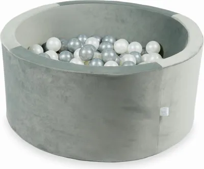 Image de Piscine à balles 300 pièces 90x40 gris velours : perle, argent