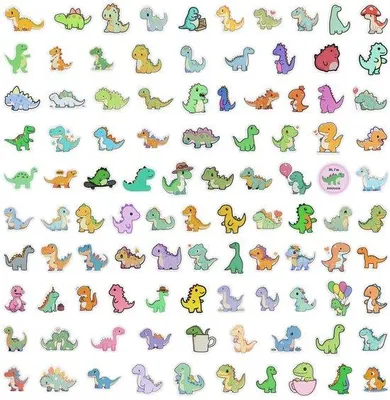 Immagine prodotto di Set di adesivi per bambini con 100 motivi – Resistenti all'acqua – Motivi: dinosauri – Decorazione – Vinile di alta qualità